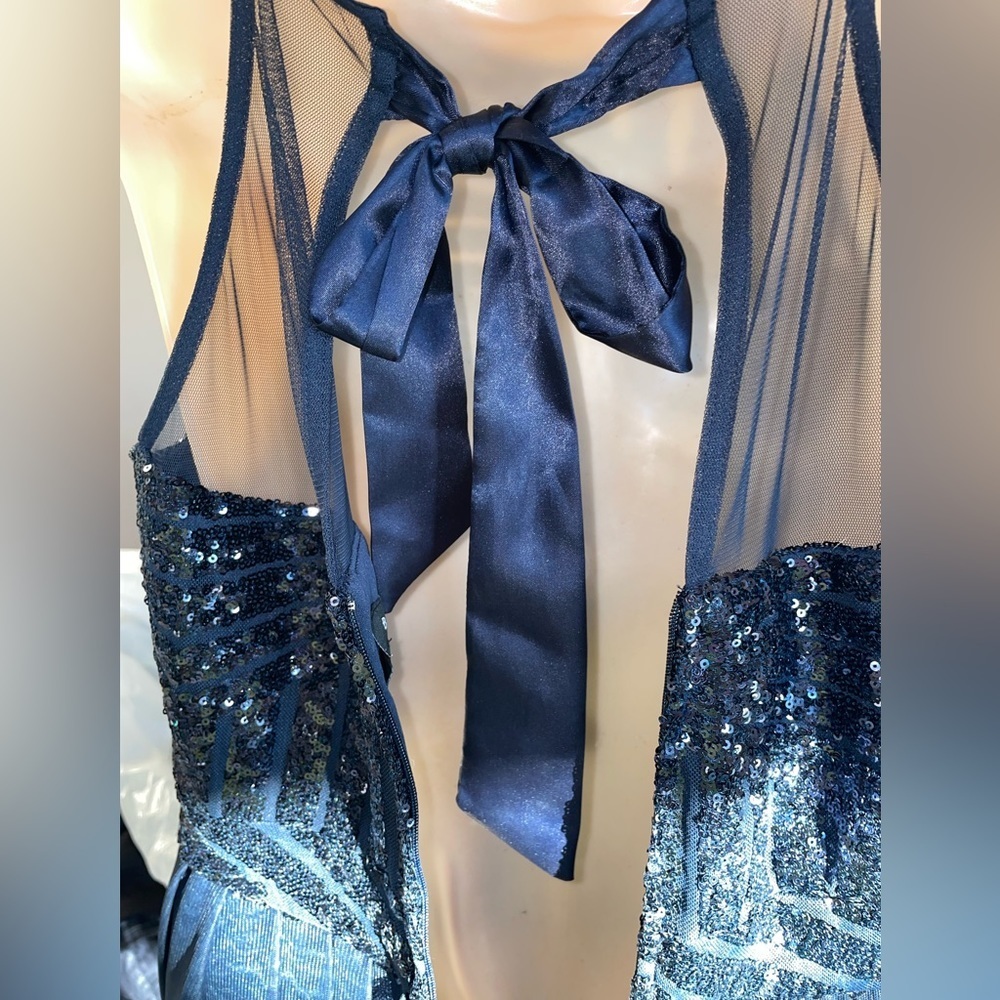 B Darlin Junior's Sequin t strap party holiday dress 11/12 Navy Blue - Picture 8 of 11